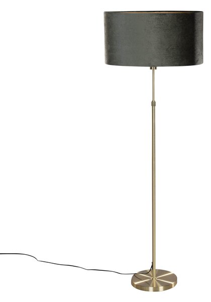 Lampă de podea aurie cu abajur oval din catifea verde 50cm - Parte