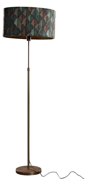 Lampă de podea bronz cu abajur oval din catifea cu design frunze 50cm - Parte