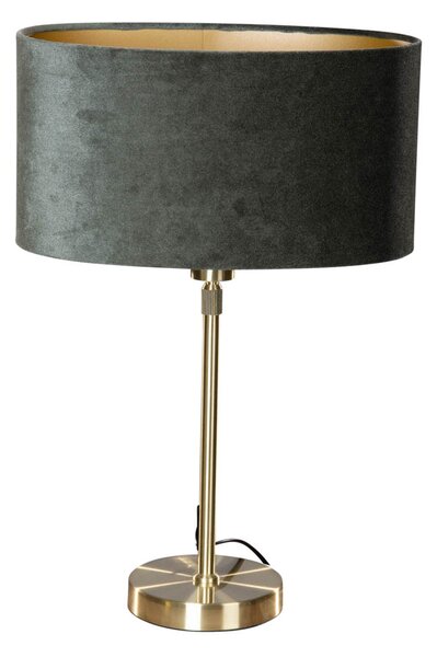 Lampă de masă aurie cu abajur oval din catifea verde 35cm - Parte