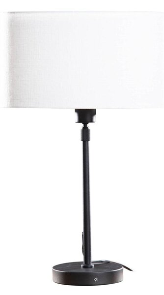Lampă de masă neagră cu abajur oval din in alb 35cm - Parte
