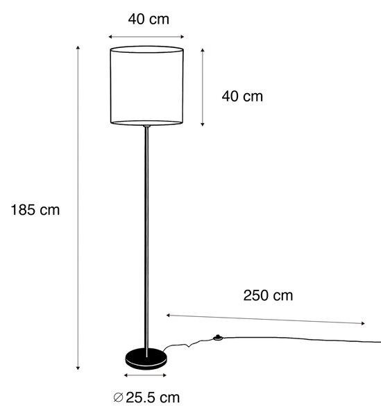 Lampă de podea neagră cu abajur din catifea cu design frunze și interior auriu - Simplo