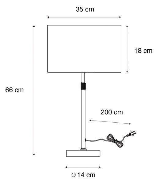 Lampă de masă neagră cu abajur oval din in alb 35cm - Parte