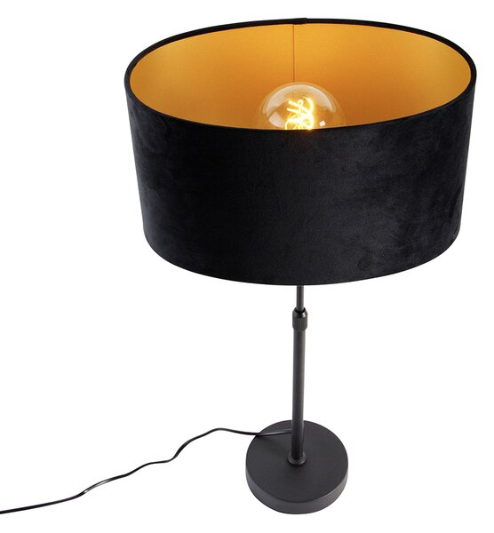 Lampă de masă neagră cu abajur oval din catifea neagră 35cm - Parte