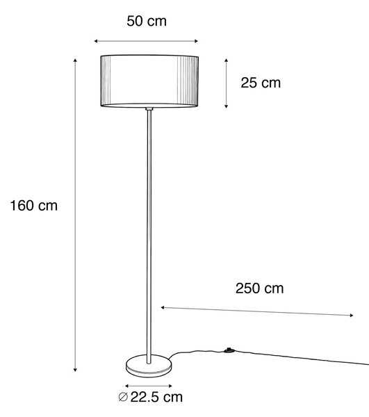 Lampă de podea din alamă cu abajur oval din catifea verde 50cm - Simplo