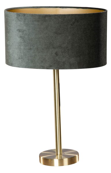 Lampă de masă din alamă cu abajur oval din catifea verde 35cm - Simplo