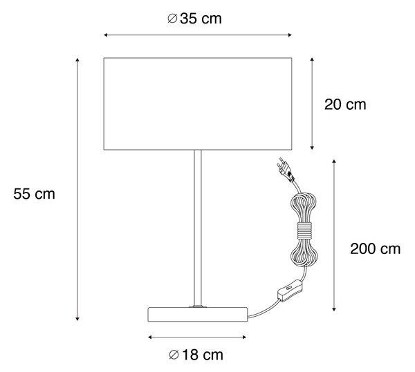 Lampă de masă din alamă cu abajur din catifea maro 35cm - Kaso