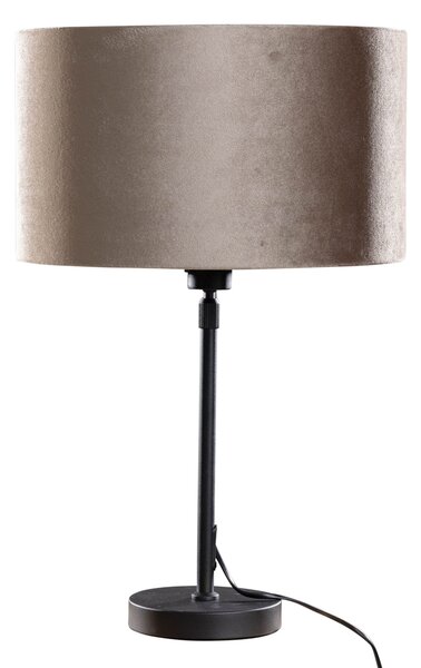 Lampă de masă neagră cu abajur din catifea taupe 35cm - Parte