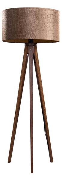 Lampă de podea cu trepied din lemn de nuc cu abajur din catifea cu imprimeu crocodil 50cm - Tripod Classic