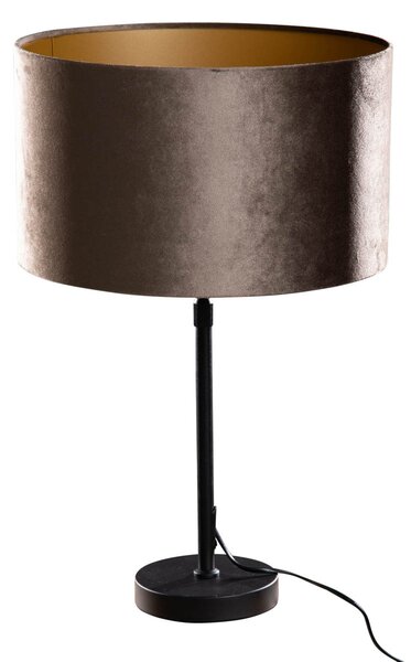 Lampă de masă neagră cu abajur de catifea maro 35cm - Parte