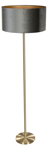 Lampă de podea din alamă cu abajur din catifea verde 50cm - Simplo