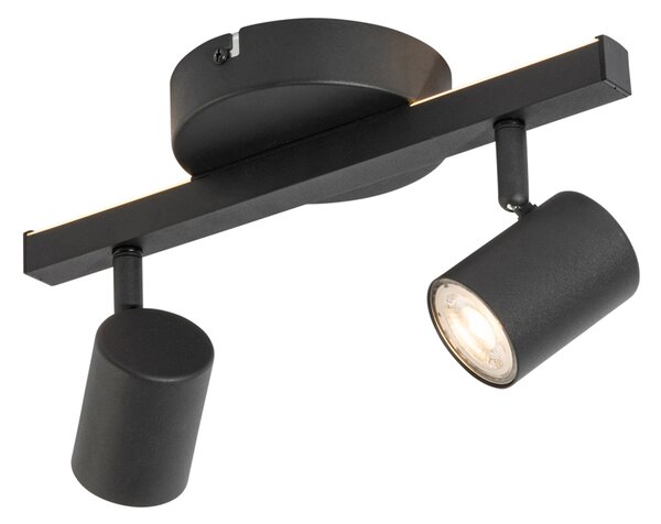Spot de tavan negru GU10 50mm cu 2 lumini, inclusiv iluminare de fundal și comutator cu 3 căi - Back Up