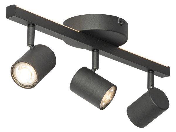 Spot de plafon negru GU10 50mm cu 3 lumini, inclusiv iluminare de fundal și comutator cu 3 căi - Back Up