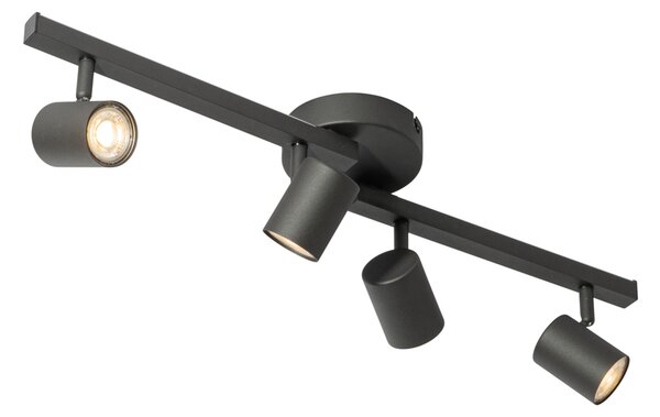 Spot de tavan negru GU10 50mm cu 4 lumini, inclusiv iluminare de fundal și comutator cu 3 căi - Back Up