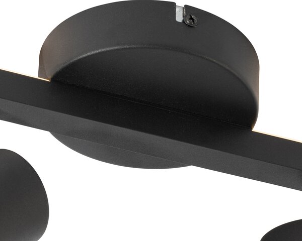 Spot de tavan negru GU10 50mm cu 2 lumini, inclusiv iluminare de fundal și comutator cu 3 căi - Back Up