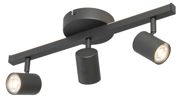 Spot de plafon negru GU10 50mm cu 3 lumini, inclusiv iluminare de fundal și comutator cu 3 căi - Back Up
