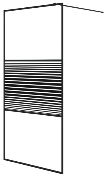 Paravan de duș walk-in negru 100x195 cm sticlă ESG transparentă