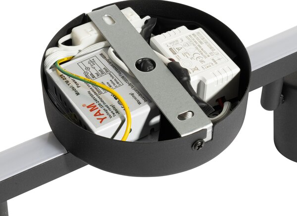 Spot de tavan negru GU10 50mm cu 2 lumini, inclusiv iluminare de fundal și comutator cu 3 căi - Back Up