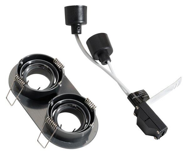 Spoturi rotunde incastrate, metal gri-antracit, GU10, 35 mm, inclinabile, 2 lumini - Installa