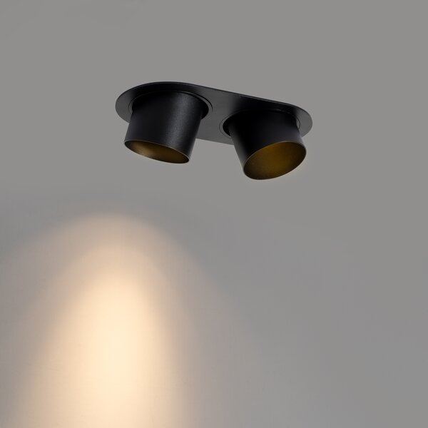 Spot îngropat rotund negru GU10 70mm orientabil 2 lumini - Installa