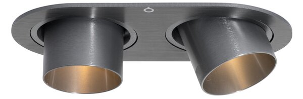 Spoturi rotunde incastrate, metal gri-antracit, GU10, 35 mm, inclinabile, 2 lumini - Installa