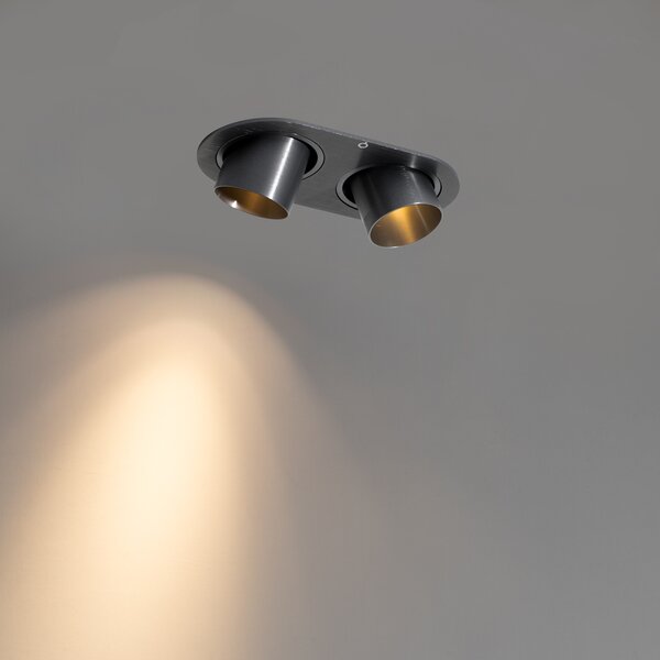 Spoturi rotunde incastrate, metal gri-antracit, GU10, 35 mm, inclinabile, 2 lumini - Installa