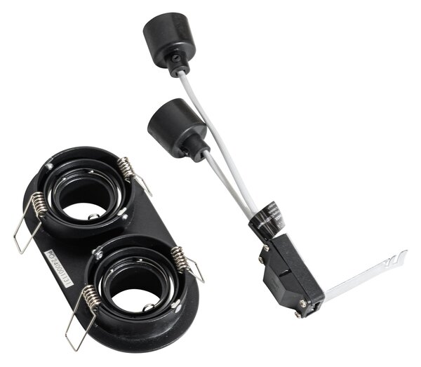 Set de 6 spoturi încastrate negre GU10 35mm înclinabile cu 2 lumini - Installa