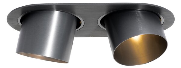 Set de 6 spoturi încastrate Gunmetal GU10 70mm înclinabile cu 2 lumini - Installa