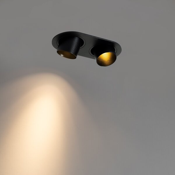 Spot îngropat rotund negru GU10 35mm orientabil 2 lumini - Installa