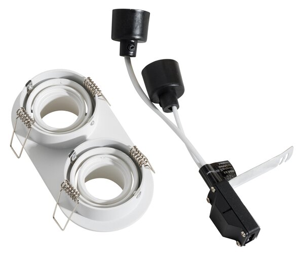 Set de 6 spoturi încastrate albe GU10 35mm înclinabile cu 2 lumini - Installa