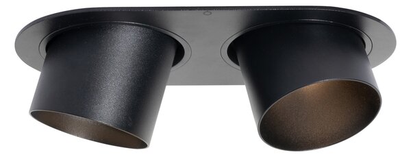Spot îngropat rotund negru GU10 70mm orientabil 2 lumini - Installa