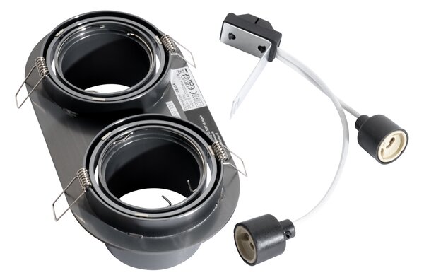 Set de 6 spoturi încastrate Gunmetal GU10 70mm înclinabile cu 2 lumini - Installa