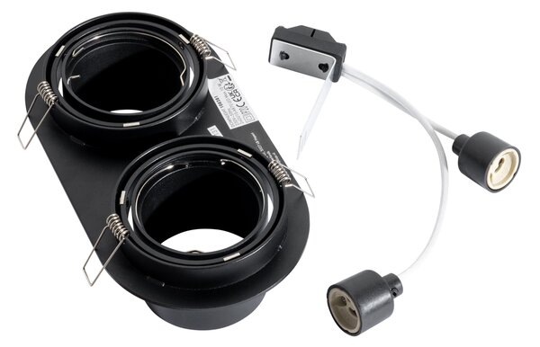 Spot îngropat rotund negru GU10 70mm orientabil 2 lumini - Installa