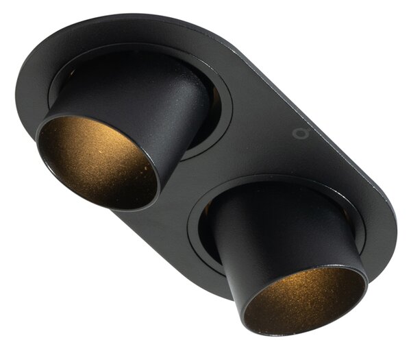 Set de 6 spoturi încastrate negre GU10 35mm înclinabile cu 2 lumini - Installa