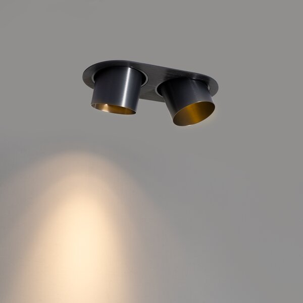 Spot îngropat rotunjit, metal gri-antracit, GU10, 70 mm, inclinabil, 2 lumini - Installa