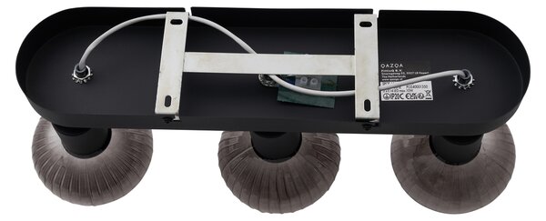 Spotlight plafon rotund negru cu sticlă fumuriu 3 lumini - Teddy