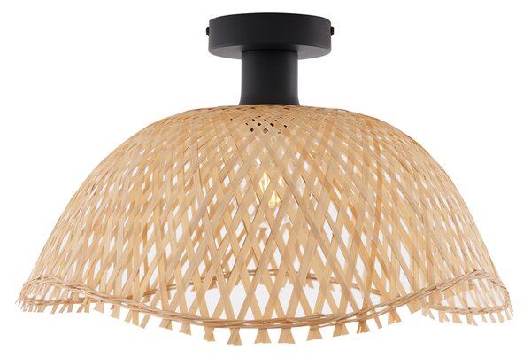 Plafonieră Art Deco neagră cu bambus natural 40cm - Alka