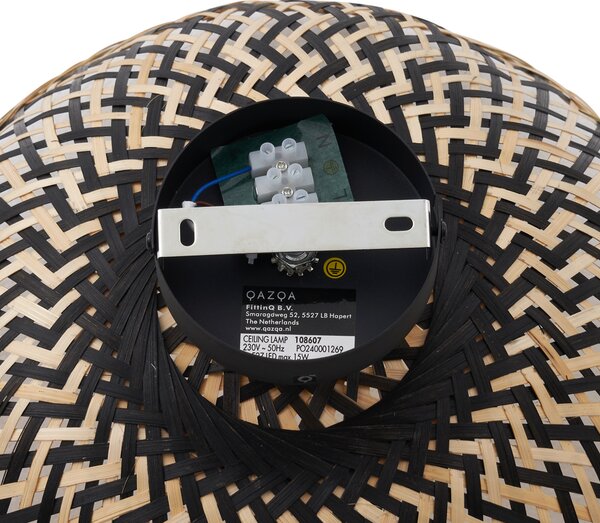 Plafonieră Art Deco din Bambus Negru 40cm - Alka