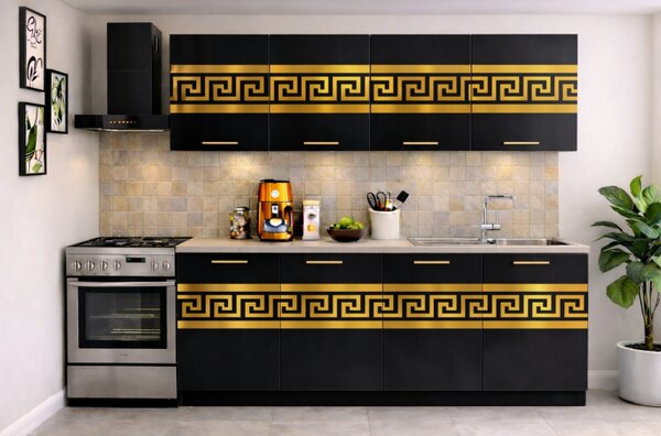 Bucatarie Paris 200 cm Negru Lucios