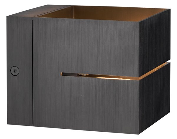 Lampă de perete modernă gunmetal cu efect de lumină - Transfer Groove