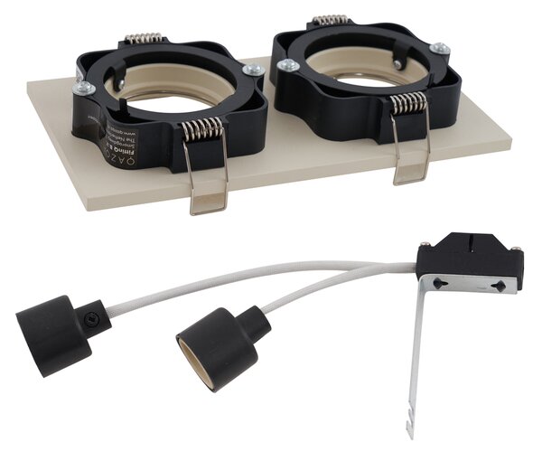 Spot modern încastrat bej GU10 50mm pivotant și inclinabil 2 lumini - Qure