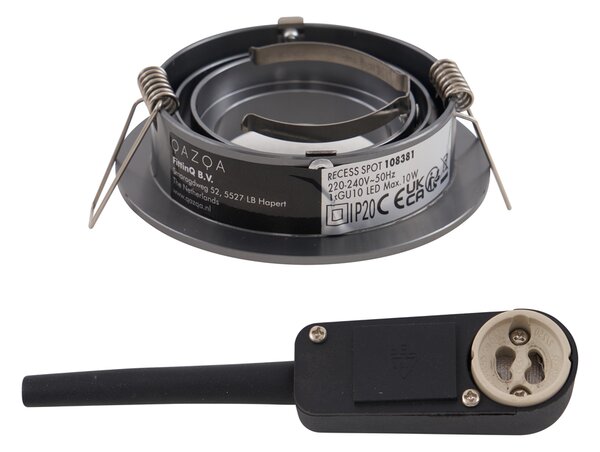 Set de 6 spoturi încastrate moderne Gunmetal GU10 50mm Rotund Înclinabile - Rondoo