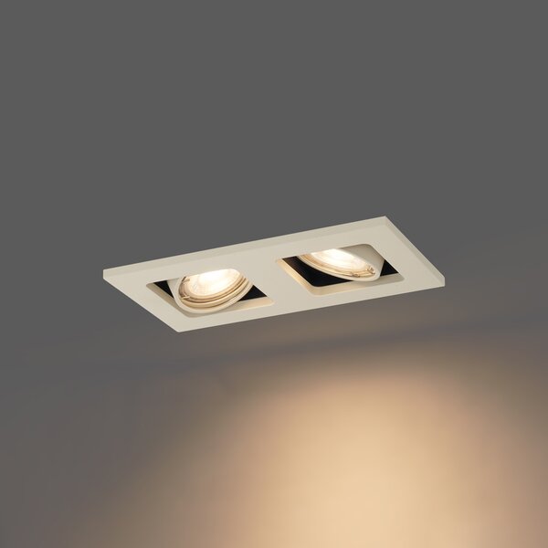 Spot modern încastrat bej GU10 50mm pivotant și inclinabil 2 lumini - Qure