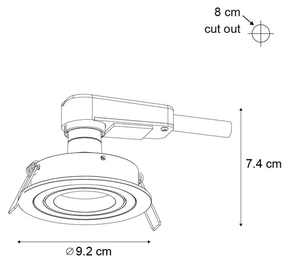 Set de 6 spoturi încastrate moderne Gunmetal GU10 50mm Rotund Înclinabile - Rondoo