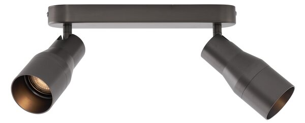 Spot plafon rotund cu două lumini, culoare metal gri-închis, GU10, 50 mm - Stanley