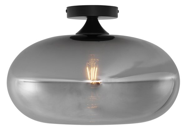 Plafonieră Art Deco neagră cu sticlă fumuriu 40cm - Busa