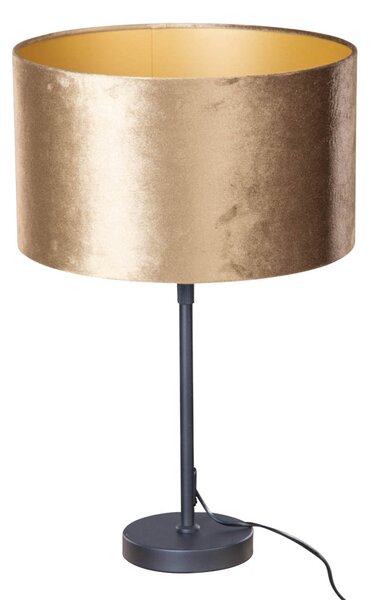 Lampă de masă neagră cu abajur din catifea bronz 35cm - Parte