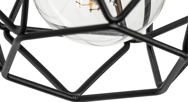 Lampă de perete inteligentă neagră cu lemn, inclusiv WiFi A60 - Chon