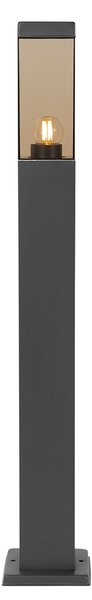 Lampă de exterior modernă cu stâlp gri închis cu sticlă fumurie 80 cm - Malios
