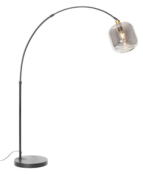 Lampă inteligentă arcuită de podea neagră cu sticlă aurie și fum incl. WiFi G95 - Zuzanna