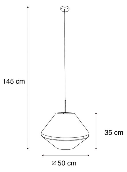 Lampă pandantiv neagră cu abajur dublu din catifea verde cu interior auriu - Combi 1